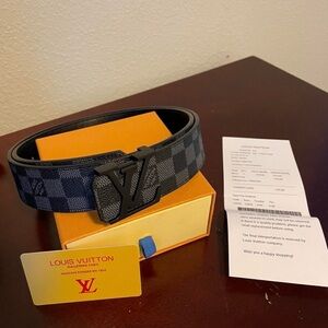 Louis Vuitton Black Damier Graphite LV Initiales Belt with Matte Black Buckle